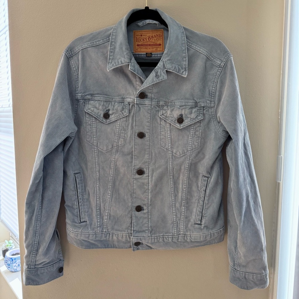 Levi's Blue Gray Denim Corduroy Jacket Button Up Size Small Summer